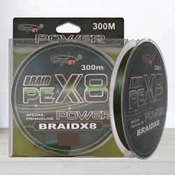 Шнур BoyaBy Power Braid PE X8, 300м, 0,14мм